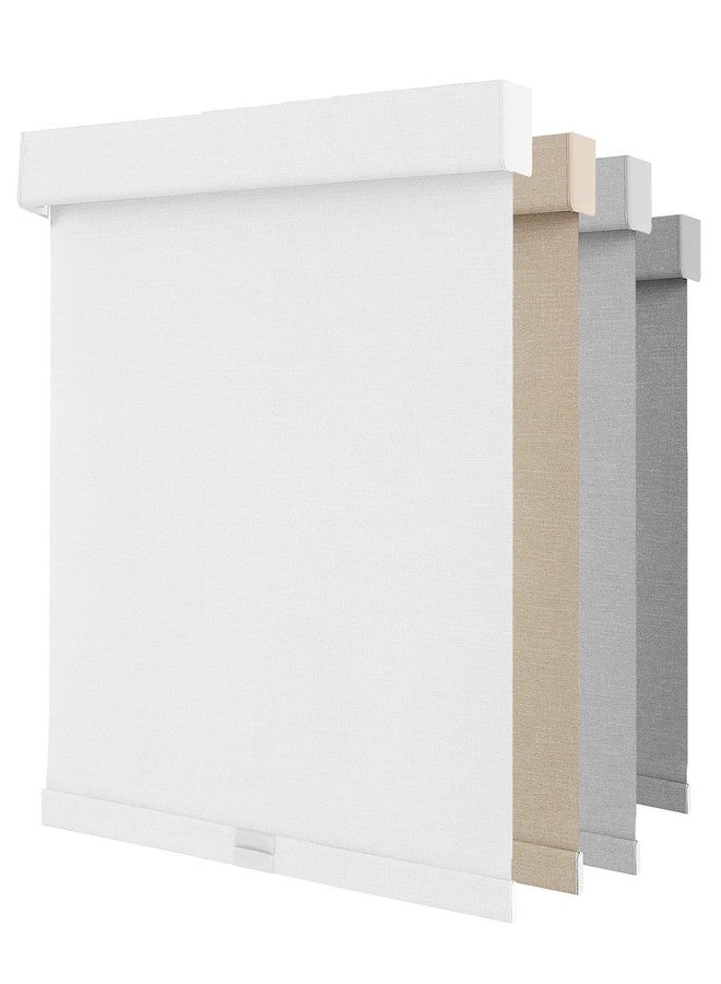 NUTRO CHILL Blackout Window Blinds Cordless, Spring System Window Shades with UV Protection Thermal Insulated Linen Fabric, Roller Blinds for Home Office(37''x72'', White) - Image 1